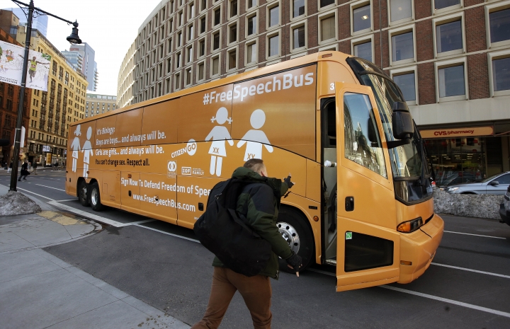 Anti-transgender bus sparks protests as it visits US cities