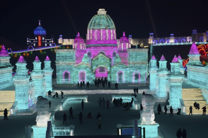 Red Square, Bangkok temple among ice festival sculptures