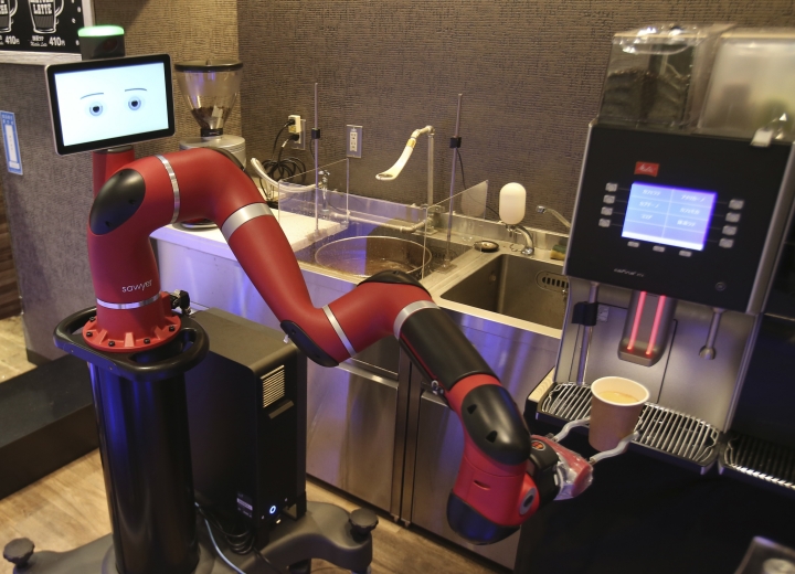 Robot makes coffee at new cafe in Japan's capital
